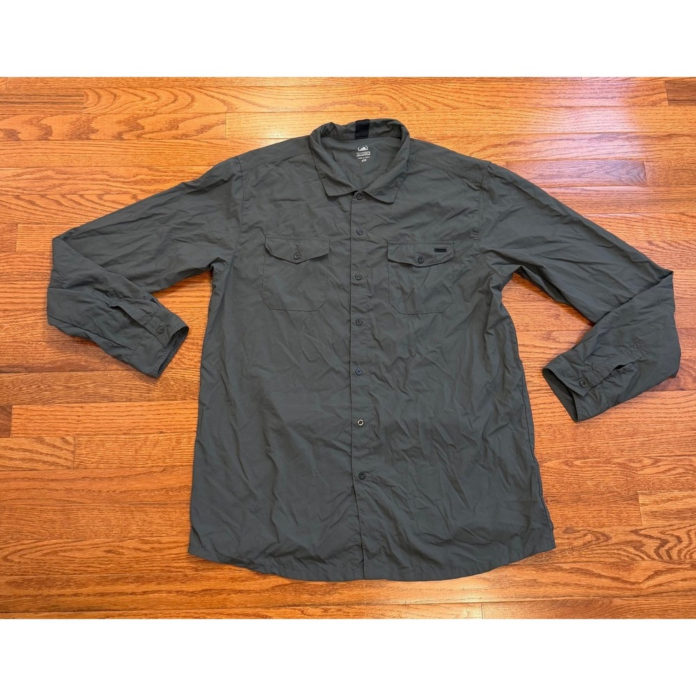 Zoic Button Down Shirt Long Sleeve Mens XL Nylon Mountain Bike MTB Green Gray